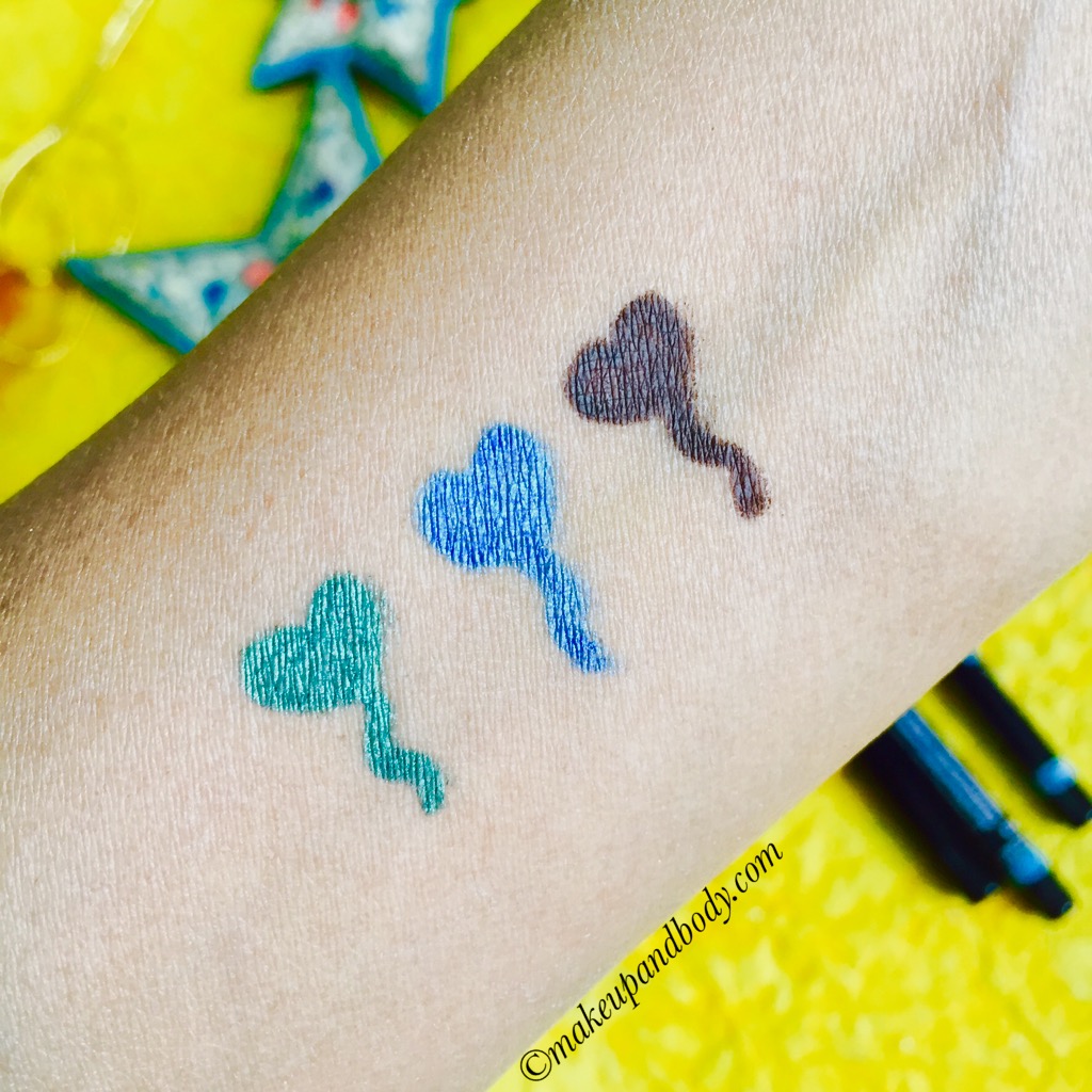 Lakme Eyeconic Kajal ‘Regal Green, Brown & Royal Blue’ – Review & Swatches