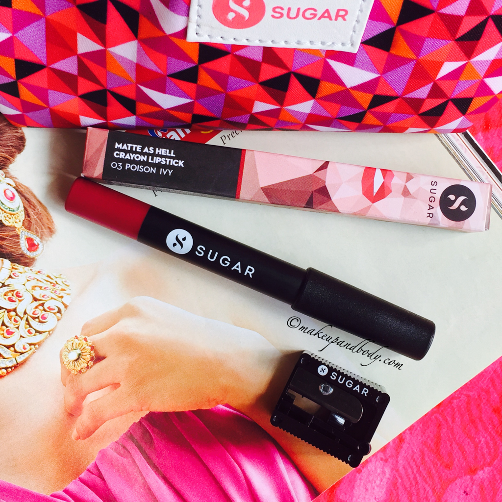 SUGAR COSMETICS MATTE AS HELL LIP CRAYON – POISON IVY REVIEW AND SWATCHES